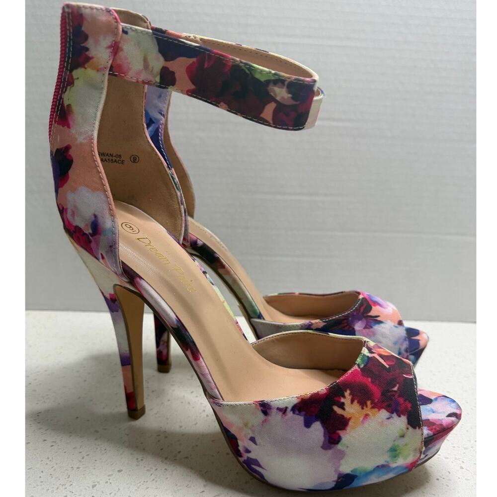 Dream Pairs Women's Open Toe Chunky High Heel Platform Sandals Floral US Size 9